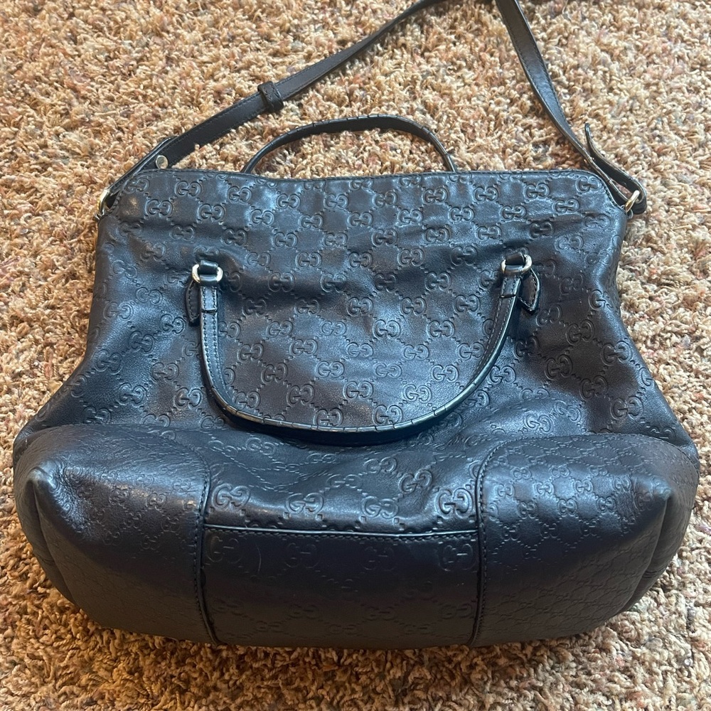 Black Gucci GG Pattern Purse